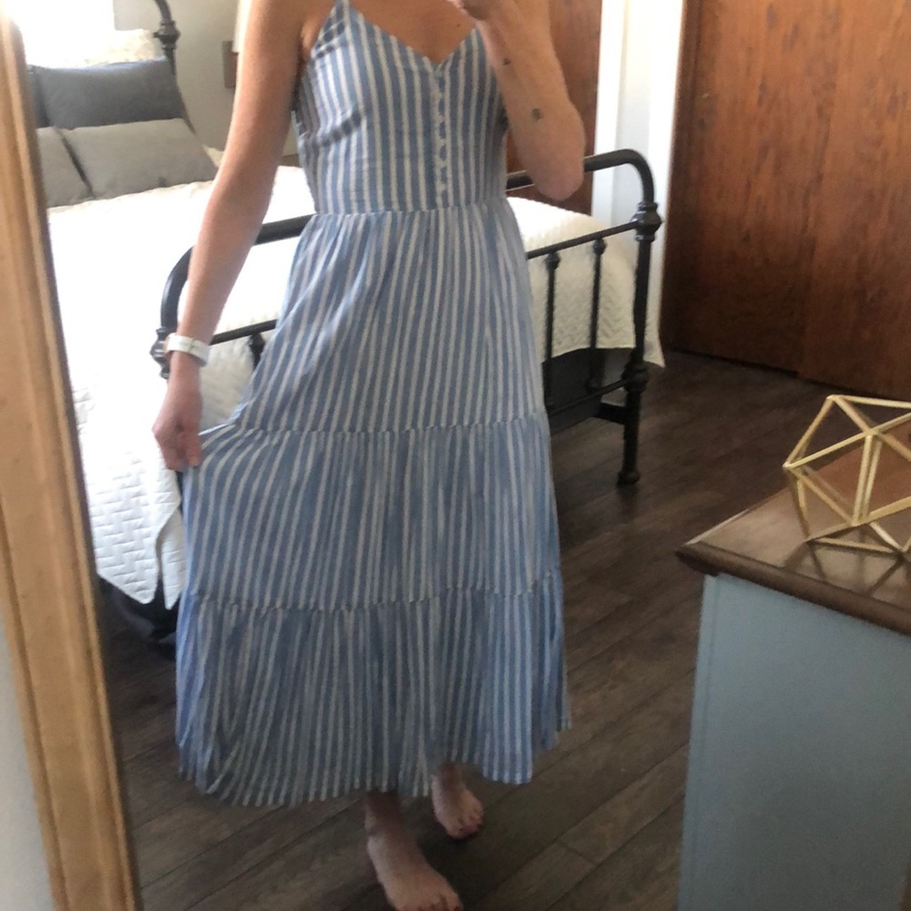 White and blue striped Old Navy Maxi Dress